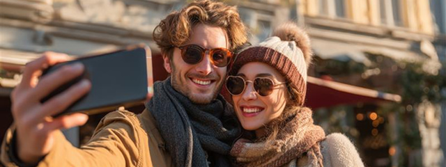 Una pareja haciéndose un selfie